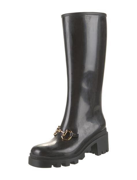 gucci ankle boots black leather horsebit italy|Gucci rain boots for women.